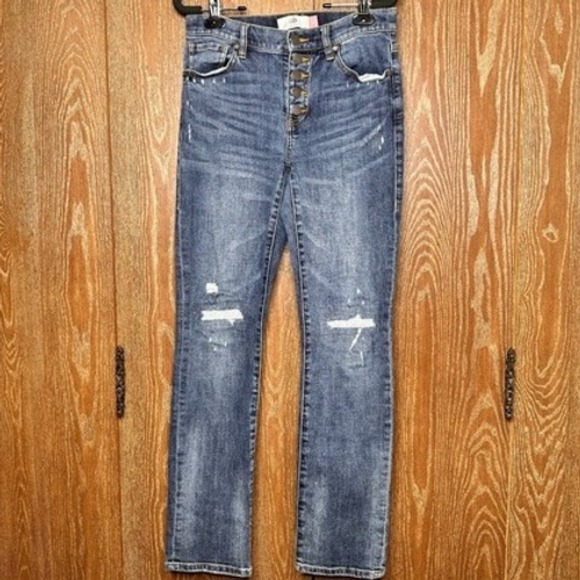 Cabi Jeans Women's Size 2 Button Fly Straight Leg Distressed Denim Cotton Blend - Picture 1 of 8